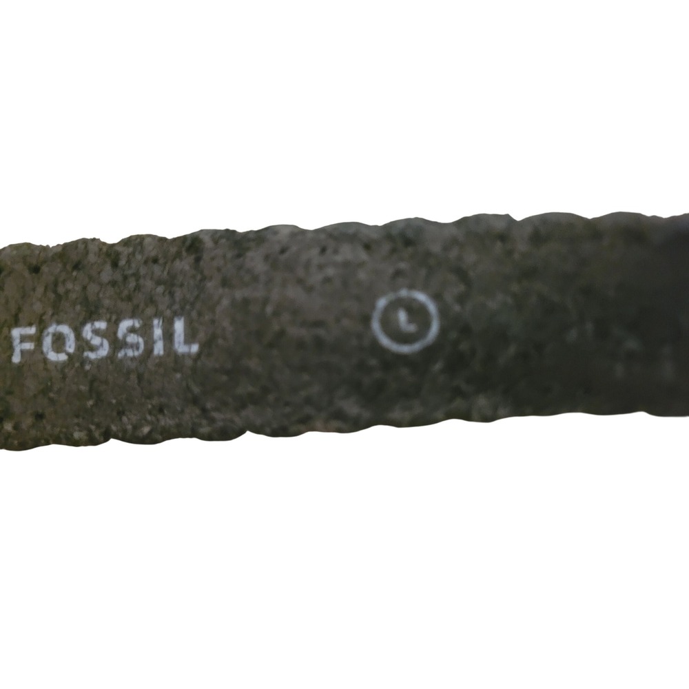 Fossil‎ Womens Black Leather Scalloped Edge Belt Silver Heart Buckle BT4028001 L